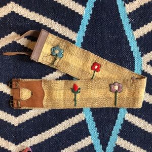 Rare vintage wide belt with Embroidered flowers.